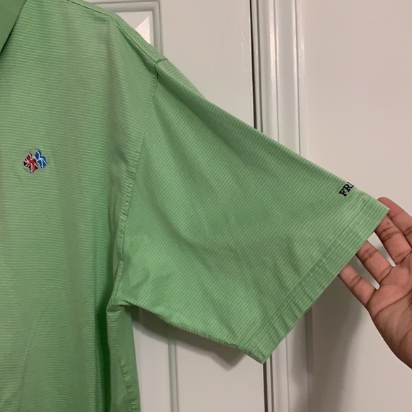 Peter Millar green w white strip polo - large - Picture 4 of 6